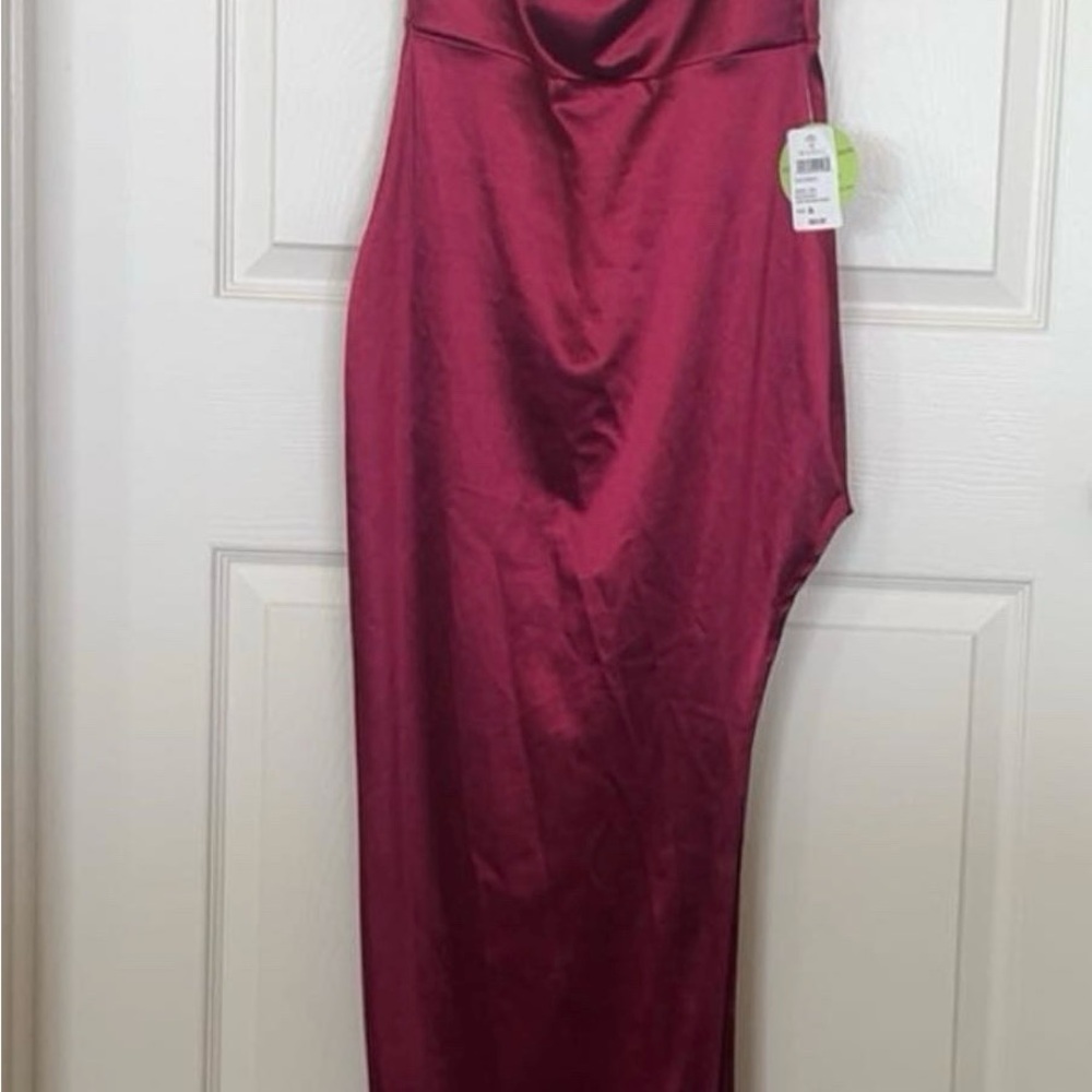 Elegant Burgundy Satin Dress